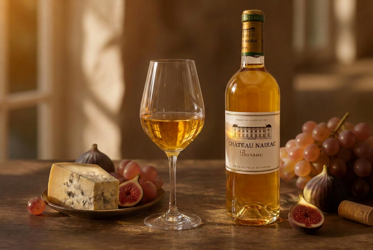 Glas goudgele dessertwijn